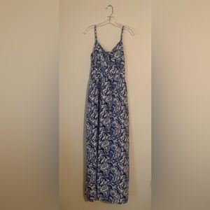 NWT! Gap Ladies Purple Paisley Tie Front Long Dress w Spaghetti Straps ~ Sz M